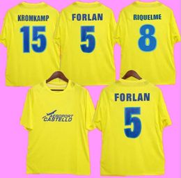 2005 2006 Camiseta Retro Villarreal Soccer Jerseys 05 06 Home KROMKAMP RIQUELME ROMAN FORLAN CARZOLA Football Shirt Jersey 9896