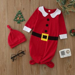 Blankets Baby Christmas Costumes Blanket Infants Anti-Kick And Sleeping Bag Borns Snuggle Swaddle Wrap With Cute Hat Set