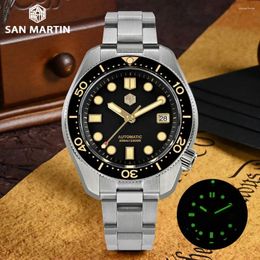 Wristwatches San Martin SN0087-G 44mm Vintage MM300 Watch For Men NH35 Movement Automatic Gilt Dial Sapphire 300M Diving Waterproof C3 Reloj