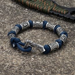 Norse Vikings Axes Wrap Bracelets Men Mjolnir Hammer Camping Paracord Survival Rope Wristband Amulet Handmade Male Jewellery Gifts Fashion JewelryBracelets