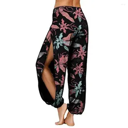 Women's Pants Loose Fashion Women Floral Print Side Slitting Long Harem Bloomers Trousers Streetwear Female