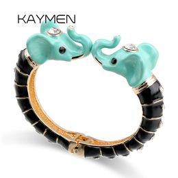 Bangle KAYMEN Fashion Animal Style Elephant Enamel Cuff Bracelet Statement Bangle for Women Girls Gold Plating Bracelets 8 Colours 231027