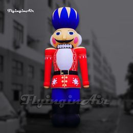 Fantastic Red Giant Inflatable Nutcracker Soldier Doll Model Christmas Cartoon Character Balloon For Outdoor Xmas Decoration