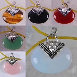 Pendant Necklaces Tigereye/Black Red Agate/Green Aventurine/Rose Quartz/Amethyst/Sandstone/Opal/Rhodonite Bead Jewellery For Woman Gift