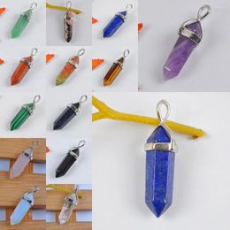 Pendant Necklaces Tigereye/Amethyst/Sandstone/Agate/Opal/Lapis/Rose Crystal/Turquoise Bead Lucky Point Jewellery For Woman Gift