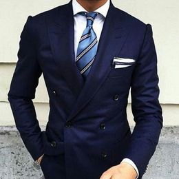 Men's Suits Men's & Blazers Wide Peaked Lapel Navy Blue Prom Men Groom Wedding Wear Man Blazer Slim Fit Terno Masculino Smoking Jacket