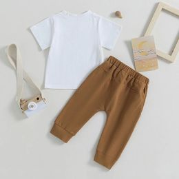 Clothing Sets Baby Boys 2-piece Outfit Short Sleeve Crew Neck Letters Print T-shirt With Long Pants Halloween Clothes