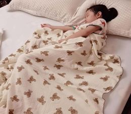 Blankets Layers Baby Bear Print Cotton Air Conditioned Infant Sleeping Blanket AccessoriesBlankets3301363