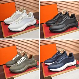 High Quality designer Men's sneakers Leather Paris classics Nylon fabric mark thick soled casual sports shoes Black white Grey cushion base breathable Outdoor 45