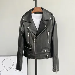 Women's Leather 2023 Fashion Women Girl Genuine Coat Lady Real Sheep Skin Short Jacket Clothes JT3325