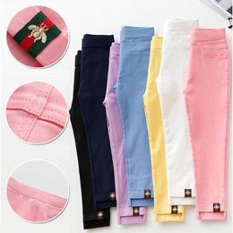 Trousers Girl Leggings Spring Autumn Kids Pants Young Student Fashion Elasticity Slim Fit For 4-10 Years Children Teen