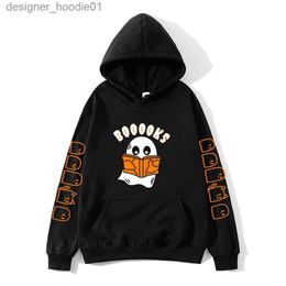 Men's Hoodies Sweatshirts Happy Halloween Ghost Reading Book Hoodie Winter Warm Long Sleeve Hoodies Male Sweatshirt Harajuku Cartoon Sudaderas Mens Hoody L231027