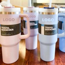 Ready to ship With Logo 40oz Mugs Tumbler With Handle Insulated Tumblers Lids Straw Stainless Steel Coffee Termos Cup Popular 1027i