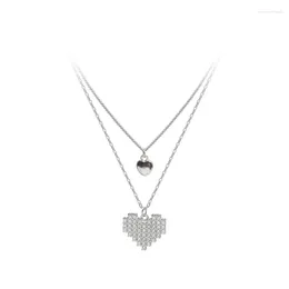 Pendants Double Layerd Chain Necklace Love Heart Pendant 925 Silver Free Deliveries Kpop Style Woman Aesthetics Choker Neck Accessories