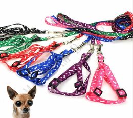 10 Colors Dog Harness Leashes Nylon Printed Adjustable Pet Dog Collar Puppy Cat Animals Accessories Pet Necklace Rope Tie Collar5874083