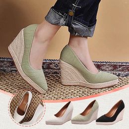 Dress Shoes Point Toe Wedge Heel Fisherman High Single Women Platform Satin Espadrille Wedges Sandals For Low