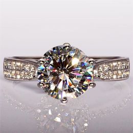 Round cut 4ct Topaz Diamonique simulated diamond 14KT white Gold Filled GF Engagement Women Wedding Ring Sz 5-11318Z
