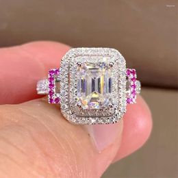 Wedding Rings Huitan Gorgeous Proposal Engagement For Women Full Bling Iced Out Shiny Crystal Cubic Zirconia Silver Color Trendy Jewelry