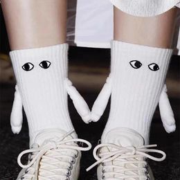 Women Socks In Holding Hands Couples Boyfriends Funny Women's With Magnet Stockings Cute Magnetic Cotton