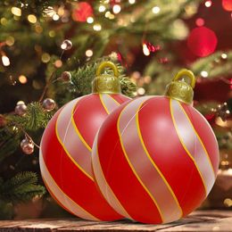 Christmas Decorations 60cm Outdoor Christmas Inflatable Decorated Ball PVC Giant Big Large Balls Xmas Tree Decorations Toy Ball Without Light 231027