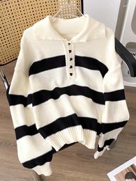 Women's Sweaters Design Polo Collar Women Pullover Autumn Winter Fashion Casual Classical Knitted Top Knitwear Office Lady Sweater Jumper