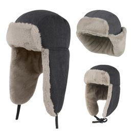 Trapper Hats Men's Winter Simple Lei Feng Cap Women's Fashion Plush Thickening Warm Ear Protection Outdoor Hiking Cycling Cold-proof Ski Hat 231027
