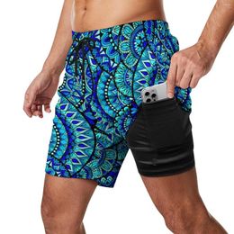 Gym Clothing Ocean Mandala Print Board Shorts Abstract Flower Fashion Beach Short Pants Men Custom Sports Surf Comfortable Trunks Gift