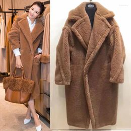 Women's Fur Imitation Long Coat Warm And Thickened Lamb Hair Coral Fleece Women