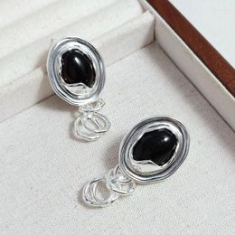 Dangle Earrings LONDANY Light Luxury High Sense Black Agate Oval Simple Fashion Design Ins