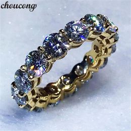 choucong 3 Colours infinity ring Yellow Gold Filled 925 silver Engagement Wedding Band Rings For Women 4MM Diamond Jewelry281L