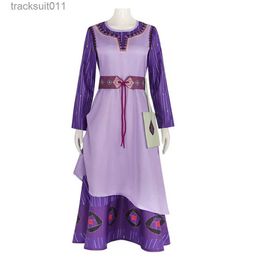 Anime Costumes Movie Asha Cosplay Come Cartoon Adult Purple Princess Dress Maid Uniform Halloween Masquerade Party Women Clothes L231027