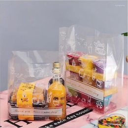 Gift Wrap 50pcs/pack Transparent Plastic Bag With Handle Toast Bread Packaging Party Baking Wrapping Bags