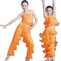 Stage Wear Latin Tassel Children's Rumba Chacha Samba Dance Costumes Ballroom Competition Dresses Zapatos Baile Latino Mujer