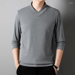 Men's Sweaters Autumn/Winter Fashion Trend Solid Color German Velvet V-Neck Double Sided Knitted Long Sleeve Loose Relaxed Sweater