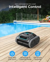 Swimming Pool Cleaner Robot Cordless Electric Vacuum Cleaner for Tiles,PVC,Mosaic,Cement 6400mAh Lithium-ion Battery Working Time 160-200min