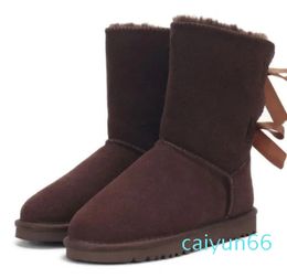Hot sell Aus bow women snow boots keep warm boot Cowskin Sheepskin Plush fur boots dustbag card fine christmas gift top quality