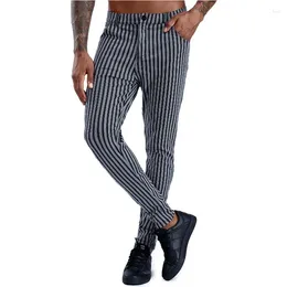 Men's Pants 2023 European Zipper Decoration White Stripe Fabric Personalized Small Foot Pocket Casual