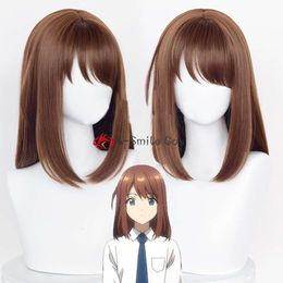 Catsuit Costumes Game Ensemble Stars Anzu Brown Red Long 43cm Cosplay Wigs Heat Resistant Synthetic Hair Halloween Anime ES + Wig Cap