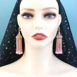 Dangle Earrings Sunspicems Gold Color Long Tassels Beads Earring For Women Arabic Bride Wedding Jewelry Ear Pendants Traditional Kurdish