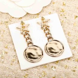 Luxury quality charm drop earring with chain and star shape diamond round shape style have stamp box PS4670A