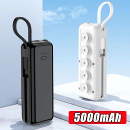 5000mAh Mini Power Bank Fast Charging Portable Mini Powerbank With Cables External Battery Pack For iPhone 14 Pro Xiaomi Huawei