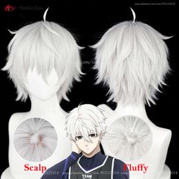 Catsuit Costumes Blue Lock Nagi Seishiro 30cm Sier White Hair Heat Resistant Cosplay Anime Wigs in Stock + Wig Cap