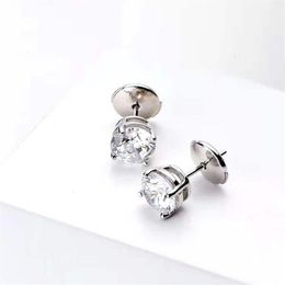 HBP Four claw single drill earrings female round pure silver gold plating simple one carat diamond light luxury temperame2247