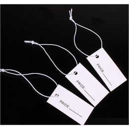 1000Pcs 1 7 3 3Cm One Side Printed White Paper Tags With Elastic String Hang Tags Label For Jewelry Krkkx226D