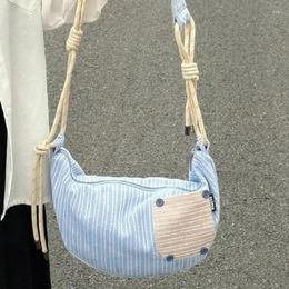 Evening Bags Xiuya Harajuku Style Fashion Women Crossbody Bag Patchwork Stripes Blue Casual Shoulder Vintage Cute Youthful Handbag