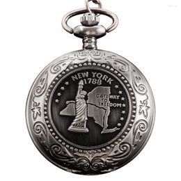 Pocket Watches 1788 Map Free Girl Statue With Chain Exquisite Quartz Watch Steam Punk Vintage Unisex Necklace Pendant Holiday Gift