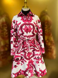Printed Coat 2023 Autumn/Winter New Mid length Coat Printed Pattern Handmade Button Decoration S-XX