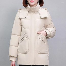 Women's Trench Coats Winter Cold Coat Hooded 2023 Casual Thick Warm Jacket Women Solid Colour Zipper Long Parkas