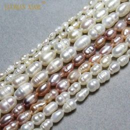 Loose Gemstones Fine Pink White Natural Freshwater Pearl Rice Shape Beads For Jewelry Making DIY Bracelet Necklace 3-5mm Strand 14''