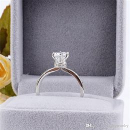 YHAMNI Solid 925 Sterling Silver 5A Zircon Ring Luxury Women Engagement Ring Wedding Crown Rings Jewelry XJZR050284C